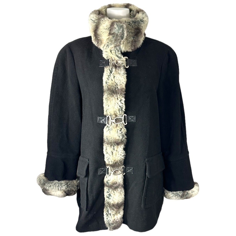U&I Utex Wool Cashmere Blend Faux Fur Penny Lane Coat SZ XL